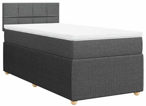 vidaXL Κρεβάτι Boxspring με Στρώμα Σκούρο Γκρι 90x200 εκ. Υφασμάτινο
