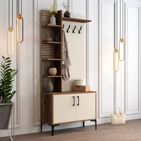 Έπιπλο Εισόδου Καρυδιά / Κρέμα VIYANA 90x35x200