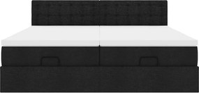 vidaXL Οθωμανικό Κρεβάτι με Στρώματα Μαύρο 200x200cm Ύφασμα
