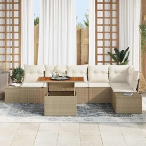 vidaXL Σέτ φαγητού για κήπο 7 pcs Μπεζ, Κρέμα 100 x 55 x 73 εκ