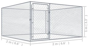 vidaXL Κλουβί Σκύλου Εξωτερικού Χώρου 2 x 2 x 1 μ. Γαλβανισμένο Ατσάλι