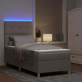 vidaXL LED Κρεβάτι με βάθρο με κεφαλάρι Taupe 90 x 190 cm ύφασμα