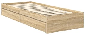 vidaXL Κρεβάτι Αποθήκης Δρύς Sonoma 75 x 190 cm Επεξεργασμένο ξύλο