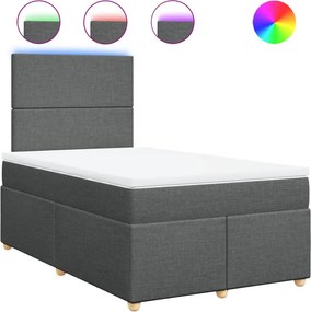 vidaXL Κρεβάτι Boxspring με Στρώμα Σκούρο Γκρι 120x190 εκ Υφασμάτινο