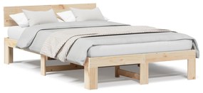 vidaXL Κρεβάτι  με Κεφαλάρι 140x190 εκ Μασίφ Ξύλο Πεύκου
