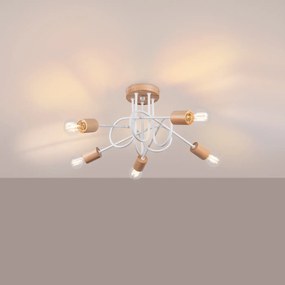 Φωτιστικό οροφής EMBER 5 λευκό,χάλυβας/ξύλο/5xmax 15W LED
