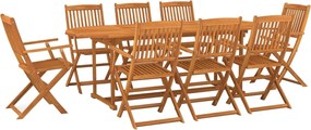 vidaXL Σετ Τραπεζαρίας Κήπου 9 Τεμαχίων 220x90x75 εκ. Μασίφ Ακακία