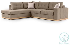 Γωνιακός καναπές δεξιά γωνία Boston pakoworld ύφασμα mocha-cream 280x225x90εκ - Ύφασμα - 168-000024