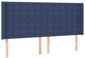 vidaXL Κρεβάτι Boxspring με Στρώμα &amp; LED Μπλε 200x200 εκ. Υφασμάτινο