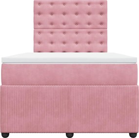 vidaXL Κρεβάτι Boxspring με Στρώμα Ροζ 120x200 εκ. Βελούδινο