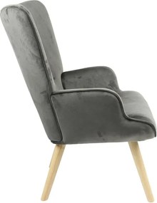 Πολυθρόνα Fluffy βελούδο ανθρακί-φυσικό πόδι 75x69x96εκ 75x69x96 εκ.