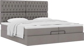 vidaXL Οθωμανικό κρεβάτι με στρώματα Taupe 200x200cm ύφασμα