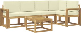 vidaXL Σειρά Καναπέ Εξωτερικού με μαξιλάρι 6 pcs Λευκό και Κρεμ