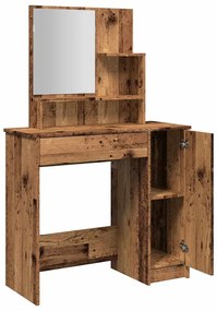 Κομοδίνο με καθρέφτη Παλιό ξύλο 86,5x35x136 cm - Καφέ