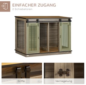 PawHut Κλουβί Σκύλου με 2 πόρτες, Κλουβί Μεταφοράς Σκύλου, Ρουστίκ Σχέδιο, Κλειδώνει, Καφέ