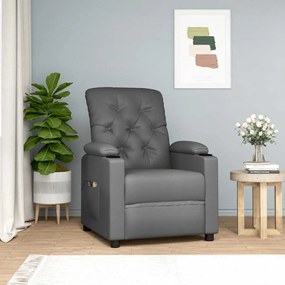 vidaXL Πολυθρόνα Μασάζ Ανακλινόμενη Γκρι Συνθετικό Δέρμα