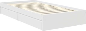 vidaXL Κρεβάτι Αποθήκης Λευκό 90 x 200 cm Επεξεργασμένο ξύλο