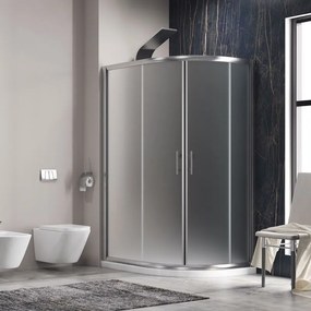 Karag Flora 650 Καμπίνα Ντουζιέρας ασύμμετρη ημικυκλική με Συρόμενη Πόρτα 80x100x190cm Satine