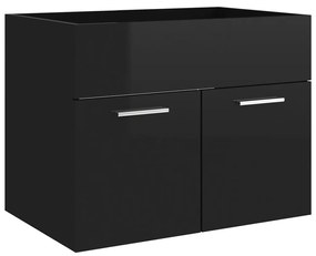 vidaXL Ντουλάπι Νιπτήρα Γυαλιστερό Μαύρο 60 x 38,5 x 46 εκ Μοριοσανίδα