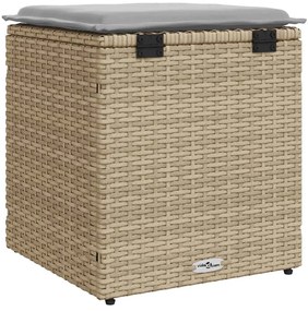 Σκαμπό κήπου με μαξιλάρια 2 τεμάχια Μπεζ 40x40x43 cm - Μπεζ