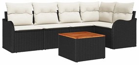 vidaXL Σετ Καναπέ Κήπου 6 pcs Μαύρο και λευκό