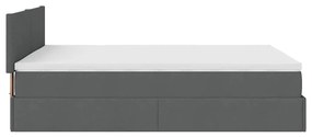 Οθωμανικό κρεβάτι με στρώμα &amp; LEDs Σκούρο γκρι 140x190cm Ύφασμα - Γκρι