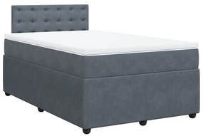 Κρεβάτι Boxspring με Στρώμα Σκούρο Γκρι 120x190 εκ. Βελούδινο - Γκρι