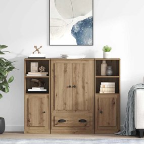 vidaXL Highboard 3 pcs Artisan Oak 132 x 35,5 x 103,5 εκ.