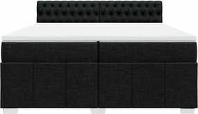 vidaXL Κρεβάτι Boxspring με Στρώμα Μαύρο 200x200 εκ. Υφασμάτινο