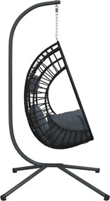 vidaXL Πολυθρόνα Egg Κρεμαστή με Βάση Ανθρακί Συνθ. Ρατάν / Ατσάλι