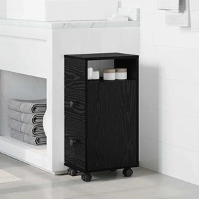 vidaXL Στενή Ντουλάπα Μπάνιου με τροχούς Μαύρη δρυς 33 x 23 x 65 εκ.