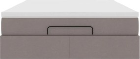 vidaXL Οθωμανικό κρεβάτι με στρώμα Taupe 140x200cm ύφασμα