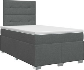 vidaXL Κρεβάτι box spring με στρώμα Σκούρο Γκρι 120 x 190 cm Ύφασμα