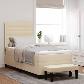 vidaXL Κρεβάτι με ελατήρια με στρώμα Κρεμ 100 x 200 cm ύφασμα