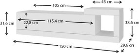 Έπιπλο τηλεόρασης Volare επιτοίχιο λευκό 150x29x38εκ