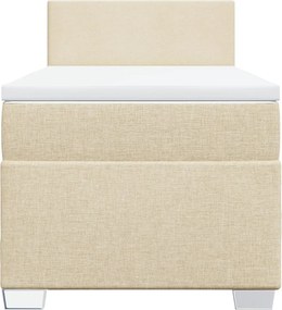 vidaXL Κρεβάτι Boxspring με Στρώμα Κρεμ 100 x 200 εκ. Υφασμάτινο