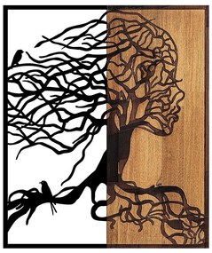 Διακοσμητικό Τοίχου Tree Woman 899SKL2297 50x3x58cm Walnut-Black Wallity Μέταλλο,Ξύλο