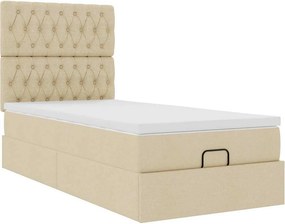 vidaXL Οθωμανικό κρεβάτι με στρώμα Cream 90x200cm ύφασμα