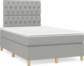 vidaXL Κρεβάτι Boxspring με Στρώμα &amp; LED Αν.Γκρι 120x190εκ. Υφασμάτινο