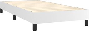 vidaXL Κρεβάτι Boxspring με Στρώμα Λευκό 80 x 200 εκ. Συνθετικό Δέρμα