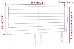 Κεφαλάρι με Πτερύγια Σκούρο Γκρι 183x23x118/128 εκ. Βελούδινο 3118157