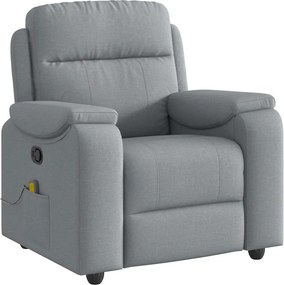 vidaXL Πολυθρόνα Μασάζ Ανακλινόμενη Ανοιχτό Γκρι Υφασμάτινη