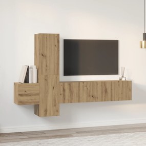 vidaXL Σετ επίπλου τηλεόρασης με ράφι με αποθήκευση με πόρτα 5 pcs Χειροποίητη δρυς