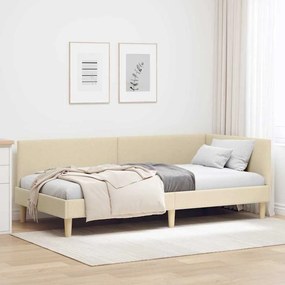 vidaXL Κρεβάτι Γωνίας Κρεμ 90 x 190 cm Ύφασμα