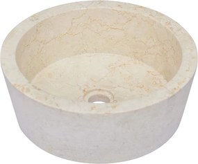 vidaXL Νιπτήρας Κρεμ Ø40 x 15 εκ. Μαρμάρινος