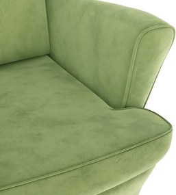 vidaXL Πολυθρόνα Ανοιχτό Πράσινο Βελούδινη με Σκαμπό