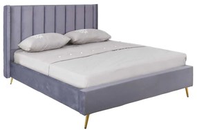 PASSION  Κρεβάτι Διπλό για Στρώμα 160x200cm, Ύφασμα Velure Απόχρωση Γκρι
