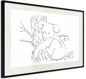 Αφίσα - Resting Koala - 60x40 - Μαύρο - Με πασπαρτού