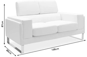 Καναπές Shea 2θέσιος PU ivory-inox 158x80x87εκ