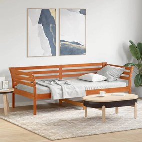 Καναπές Κρεβάτι Καφέ Κεριού 80 x 200 εκ. από Μασίφ Ξύλο Πεύκου - Καφέ
